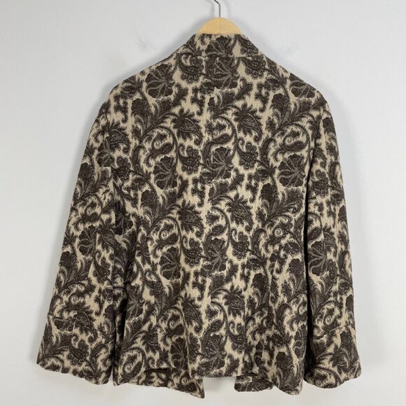 Lafayette 148 New York Womens 12 Wool Blend Brown Floral Knit Jacket - Picture 9 of 12